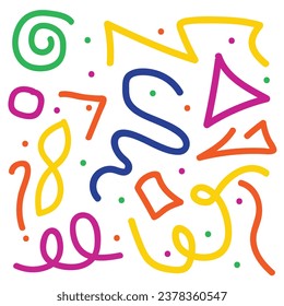 Trendy seamless pattern of geometric shapes and doodles colorful vector template memphis style