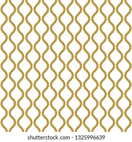 Trendy seamless pattern with gold chains, pendants and straps. Fashion accessory jewel for women and men. Pattern for wallpaper, fabric, bedding or clothing. Flat vector outline on a white background.