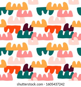 Trendy seamless pattern with graphic abstract geometric shapes. Avant-garde puzzle style. Geometric wallpaper for  cover design.