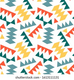 Trendy seamless pattern with graphic abstract geometric shapes. Avant-garde puzzle style. Geometric wallpaper for  cover design.