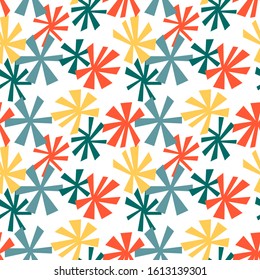 Trendy seamless pattern with graphic abstract geometric shapes. Avant-garde puzzle style. Geometric wallpaper for  cover design.