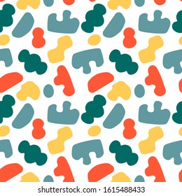 Trendy seamless pattern with graphic abstract geometric shapes. Avant-garde puzzle style. Geometric wallpaper for  cover design.