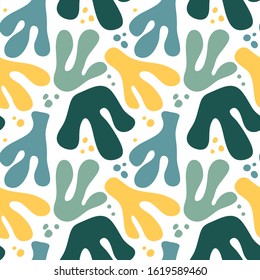 Trendy seamless pattern with graphic abstract geometric shapes. Avant-garde puzzle style. Geometric wallpaper for  cover design.