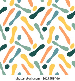 Trendy seamless pattern with graphic abstract geometric shapes. Avant-garde puzzle style. Geometric wallpaper for  cover design.