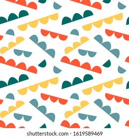 Trendy seamless pattern with graphic abstract geometric shapes. Avant-garde puzzle style. Geometric wallpaper for  cover design.