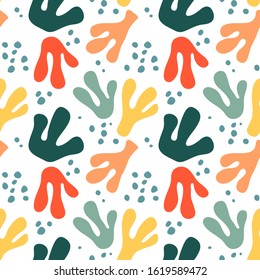 Trendy seamless pattern with graphic abstract geometric shapes. Avant-garde puzzle style. Geometric wallpaper for  cover design.