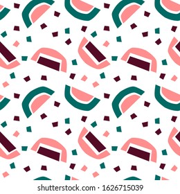 Trendy seamless pattern with graphic abstract geometric shapes.  Avant-garde puzzle style. Geometric wallpaper for  cover design.