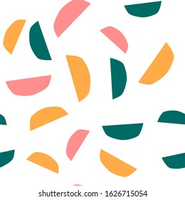 Trendy seamless pattern with graphic abstract shapes. Geometric wallpaper, cover design.