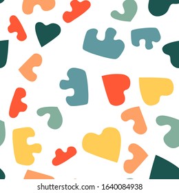 Trendy seamless pattern with graphic abstract geometric shapes.  Avant-garde puzzle style. Geometric wallpaper for  cover design.