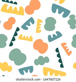 Trendy seamless pattern with graphic abstract geometric shapes.  Avant-garde puzzle style. Geometric wallpaper for  cover design.
