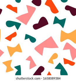 Trendy seamless pattern with graphic abstract geometric shapes.  Avant-garde puzzle style. Geometric wallpaper for  cover design.
