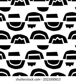 Patrón de moda sin fisuras con formas geométricas abstractas gráficas. Estilo de rompecabezas vanguardista. Papel de pared geométrico para libros infantiles, diseño de portada.