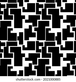 Trendy seamless pattern with graphic abstract geometric shapes. Avant-garde puzzle style. Geometric wallpaper for children books, cover design.