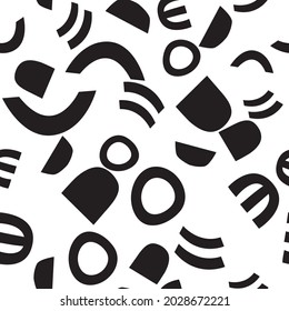 Trendloses Muster mit abstrakten geometrischen Formen.  Avantgardistischer Puzzlestil. Geometrisches Bildschirmhintergrund für die Covergestaltung.