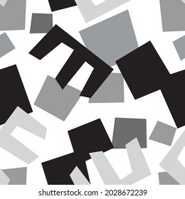 Trendy seamless pattern with graphic abstract geometric shapes. Avant-garde puzzle style. Geometric wallpaper for  cover design.