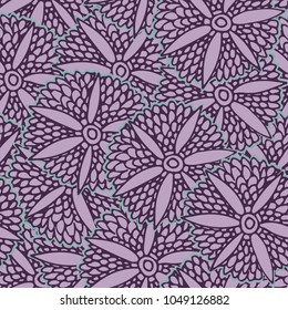 trendy seamless pattern with hand-drawn lilac flowers