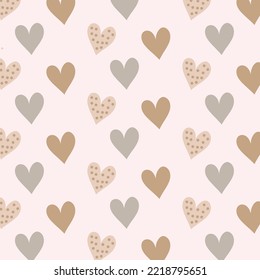 Trendy seamless pattern heart symbol in pastel colors. Can be used for fabrics, wallpapers, textiles, wrapping. Vector illustrations