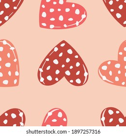 Patrón de corazones modernos y sin fisuras para el papel de envolver romántico festivo, tela, textil, ropa de cama, cubiertas. Plantilla de San Valentín. Ilustración vectorial.