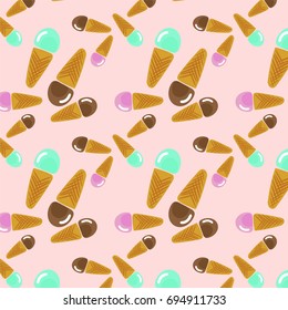Trendy seamless pattern with ice cream.