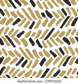 Trendy seamless pattern with ink brush strokes. Vector background for your design