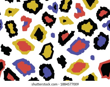 Trendy seamless pattern with leopard skin in color Vibrant yellow, Turkish sea, limpet shell. illustration. Vector illustration