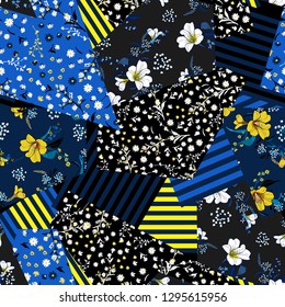 Trendy Nahtloses Muster in vielen Blumen, gemischt im Unterschiedsstil von floralnahtlosen Mustern in Vektorgrafik, Design für Mode, Tapeten, Web, Stoff und alle Drucke