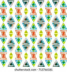 Trendy seamless pattern in Memphis style . Modern design . Repeating smooth lines vector background . Cool geometric background. Technology Backdrop. Triangle Shapes.