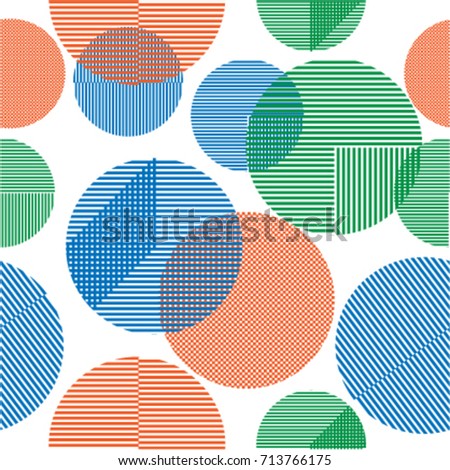 Trendy seamless pattern in Memphis style . Modern design with circle shapes . Repeating smooth lines vector background . Cool geometric background. Technology Backdrop.