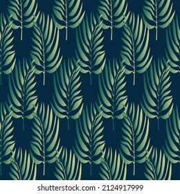 Trendy seamless pattern in natural green tones, abstract tropical leaves, shapes, flowers, hand drawn, vector 