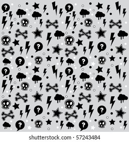 Trendy Seamless Pattern. Punk Rock, Pop Art.