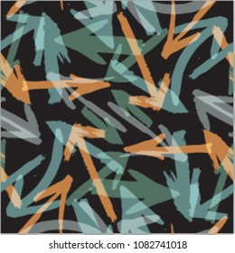 Trendy seamless pattern and with stains. Hand Drawn design . Repeating smooth lines vector background . Cool geometric scribble texture . Doodle Backdrop.
