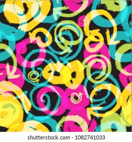 Trendy seamless pattern and with stains. Hand Drawn design . Repeating smooth lines vector background . Cool geometric scribble texture . Doodle Backdrop.