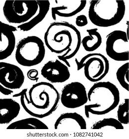 Trendy seamless pattern and with stains. Hand Drawn design . Repeating smooth lines vector background . Cool geometric scribble texture . Doodle Backdrop.