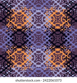 Trendy Seamless Pattern Stippled Circles Texture Vector Retro Colors Abstract Background.  Dark blue and gold texture. Graphic modern pattern
