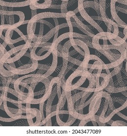 Trendy Seamless Pattern Stippled Intricate Structure Texture Vector Vintage Colors Abstract Background. Hand Drawn Tileable Geometric Dotted Repetitive Retro Style Wallpaper. Bizarre Art Illustration