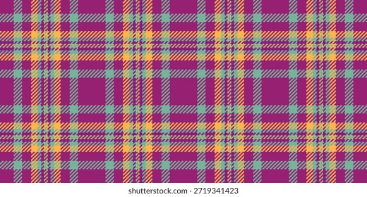 Trendy seamless pattern textile, hispanic plaid vector background. Good tartan texture check fabric in pink and mint colors palette.