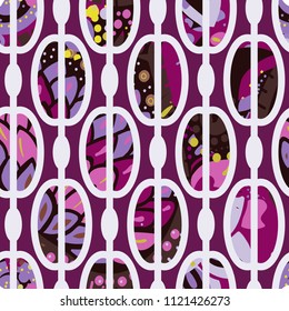 Trendy seamless pattern in vintage style for wallpaper or fabric. The style of the sixties. Modern