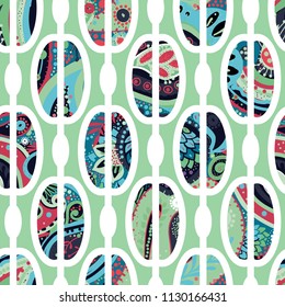 Trendy seamless pattern in vintage style for wallpaper or fabric. The style of the sixties. Modern