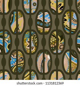 Trendy seamless pattern in vintage style for wallpaper or fabric. The style of the sixties. Modern
