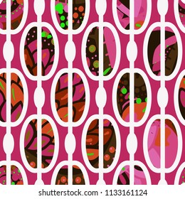 Trendy seamless pattern in vintage style for wallpaper or fabric. The style of the sixties. Modern