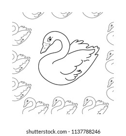 Trendy seamless pattern with white swans, water lily  on dark blue background. Night lake art background. Fashion design for fabric, wallpaper, textile and decor.
