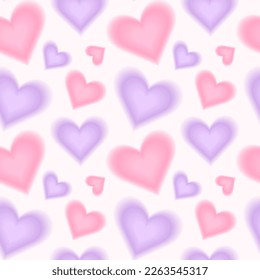 Trendy seamless pattern and y2k blurred gradient hearts  Pastel color background  Abstract geometric background  Y2k aesthetic 