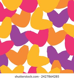 Trendy seamless pattern with y2k blurred gradient hearts. Seamless pattern. Multicolored hearts.