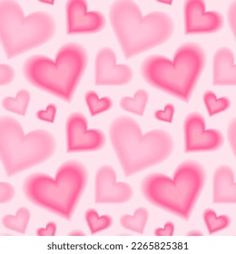 Trendy seamless pattern and y2k pink blurred gradient hearts  Pastel color background  Abstract geometric background 