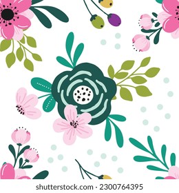 Trendy seamless patterns. Cool abstract and floral design. For fashion fabrics, kid’s clothes, home decor, quilting, T-shirts, cards and templates, scrapbook and other digital needs