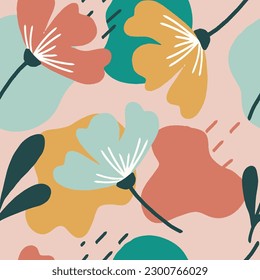 Trendy seamless patterns. Cool abstract and floral design. For fashion fabrics, kid’s clothes, home decor, quilting, T-shirts, cards and templates, scrapbook and other digital needs