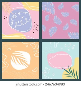 Trendy seamless patterns set. Cool abstract and floral design. For fashion fabrics, kid’s clothes, home decor, quilting, T-shirts, cards and templates, scrapbooking etc. Vector illustration