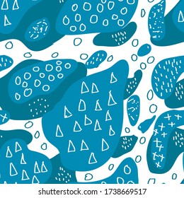patrones de moda sin costura trazos y puntos formas abstractas ilustración de vector de color sobre fondo blanco