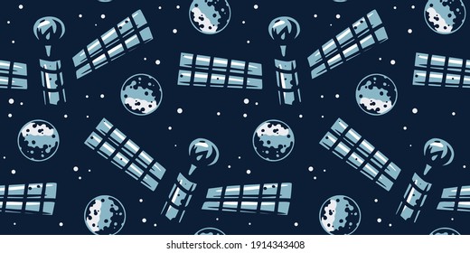 Patrones de espacio modernos y sin fisuras. Cosmos antecedentes para el día de la cosmonáutica. Textura infinita del universo para papel de pared, papel de envoltura
