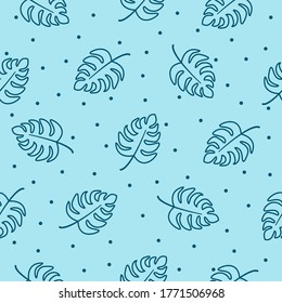 Trendy seamless tropical pattern with exotic leaves. Suitable for wallpaper, packaging, fabric, wrapping, textile.